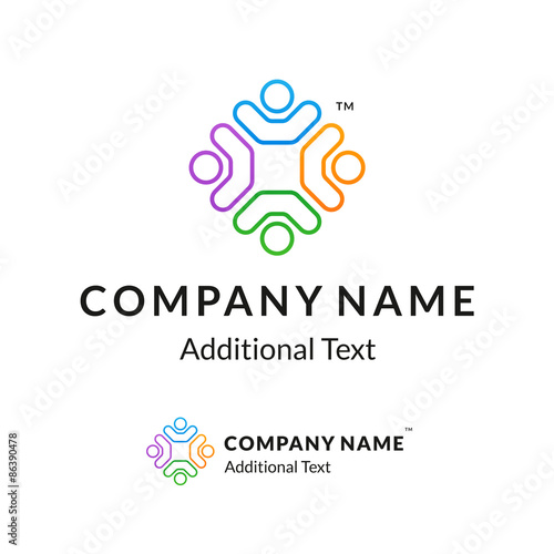 Bright Colorful Twisted Logo with United People Working Together © vaniaplatonov