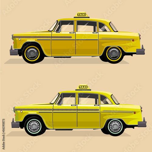 Vector graphic yellow, retro Taxi