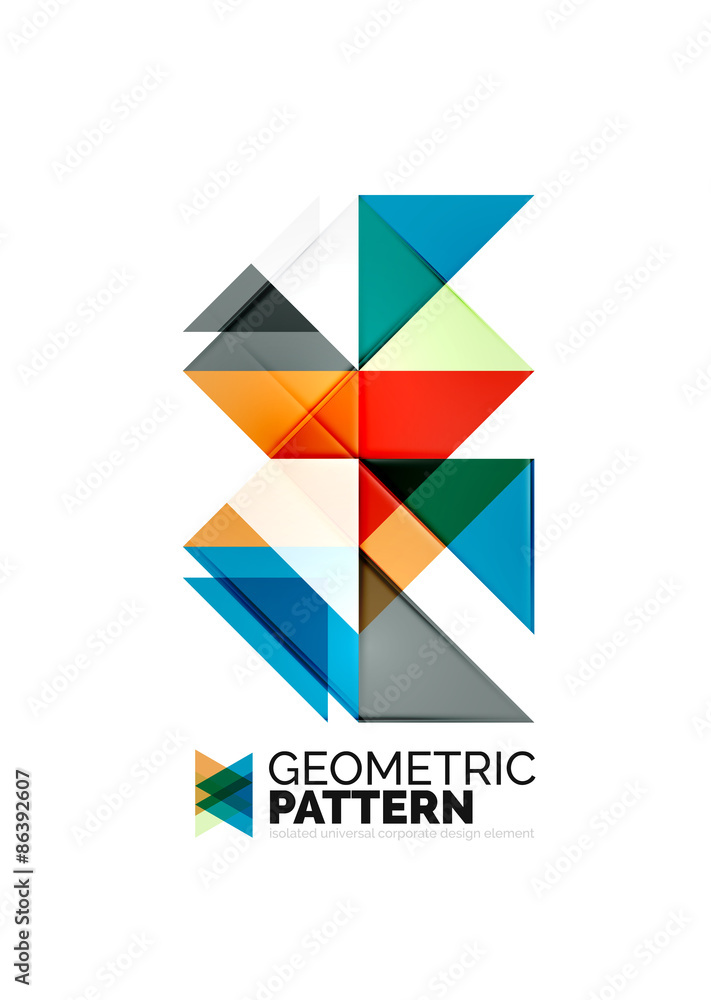 Geometric triangle mosaic pattern element isolated on white Geometric triangle mosaic pattern element isolated on white
