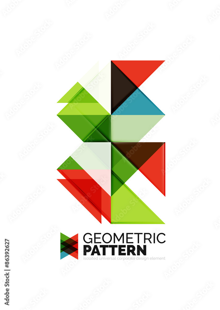 Geometric triangle mosaic pattern element isolated on white Geometric triangle mosaic pattern element isolated on white