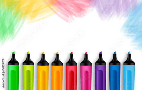 Set of Realistic 3D Colorful Markers