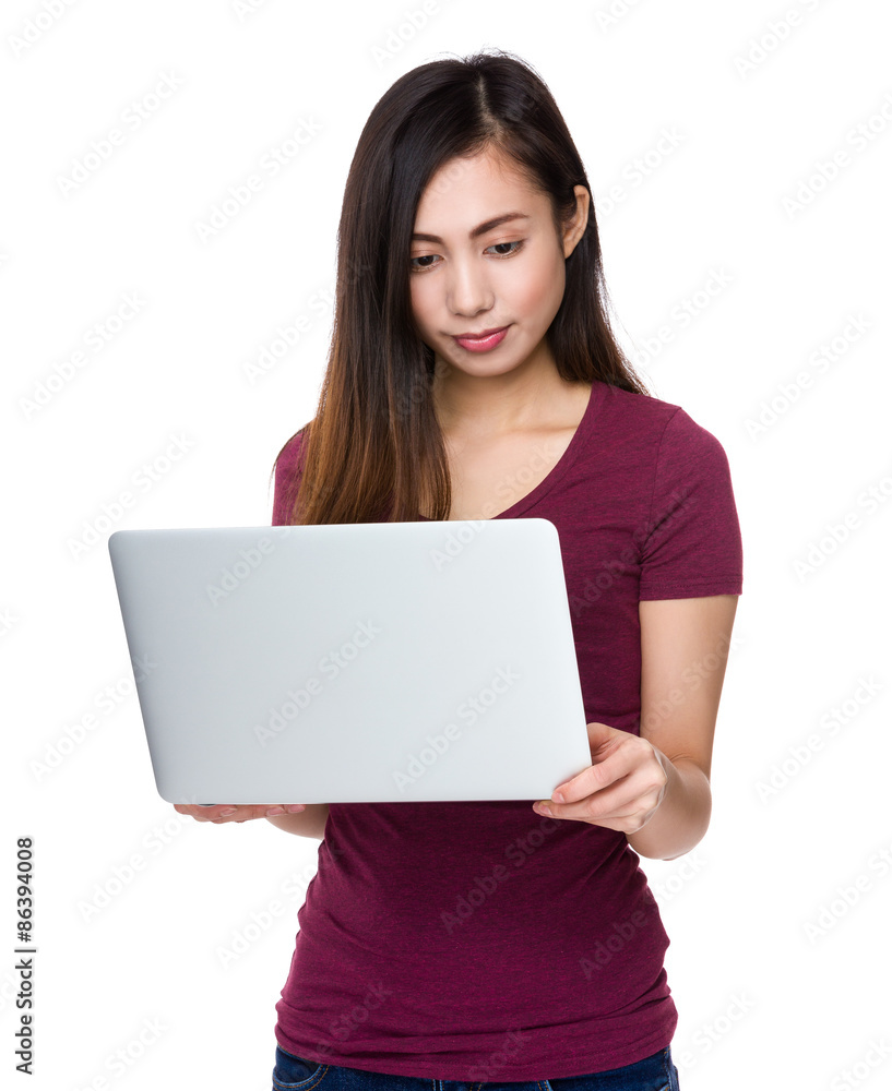 Woman use of the laptop computer Woman use of the laptop computer
