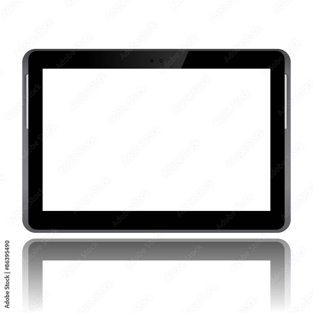 Realistic tablet pc computer with white screen on white background vector Realistic tablet pc computer with white screen on white background vector