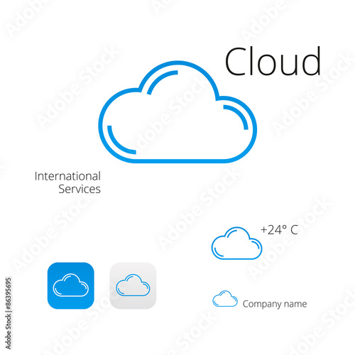 Cloud Stylish Logo Icon and Button Concept Set