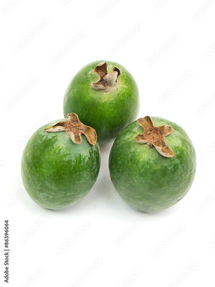 Tropical fruit feijoa isolated on white background Tropical fruit feijoa isolated on white background