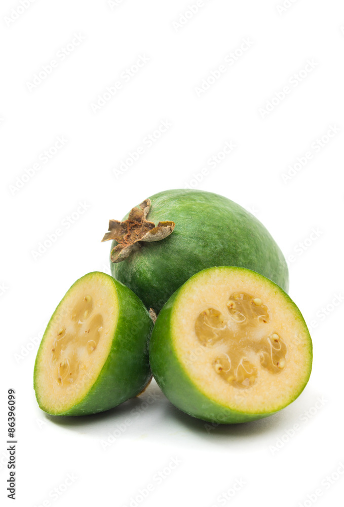 Tropical fruit feijoa isolated on white background Tropical fruit feijoa isolated on white background