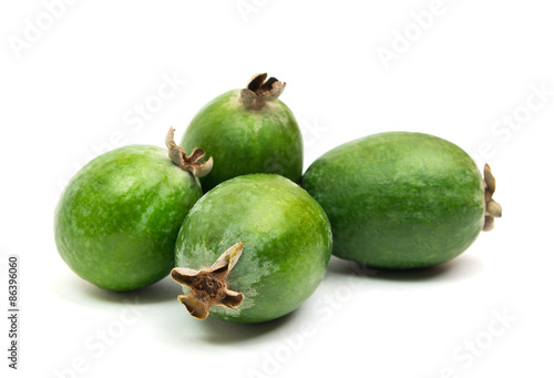 Tropical fruit feijoa isolated on white background