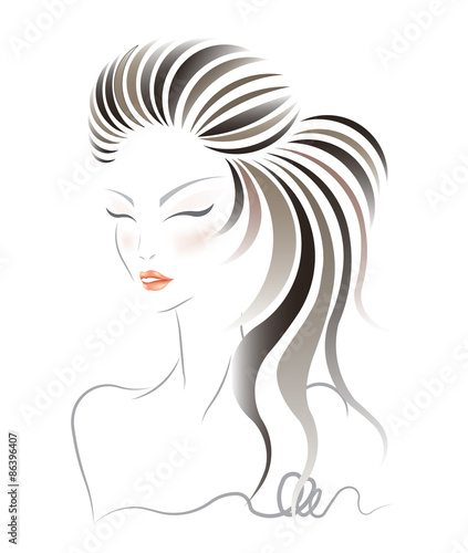 vector women hairstyles on white background