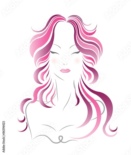 vector women hairstyles on white background
