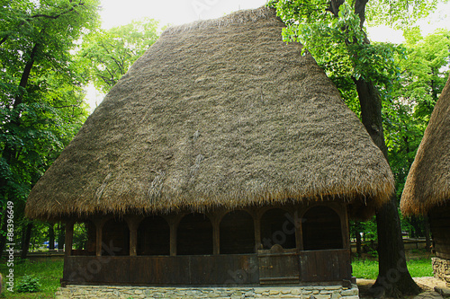 Canvas Print Romanian vernacular thatched house