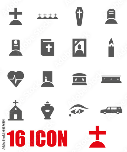 Vector grey funeral icon set