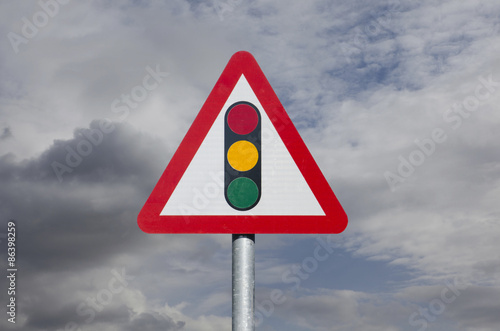 UK traffic light warning sign