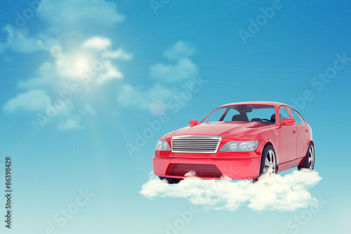 Red car on cloud