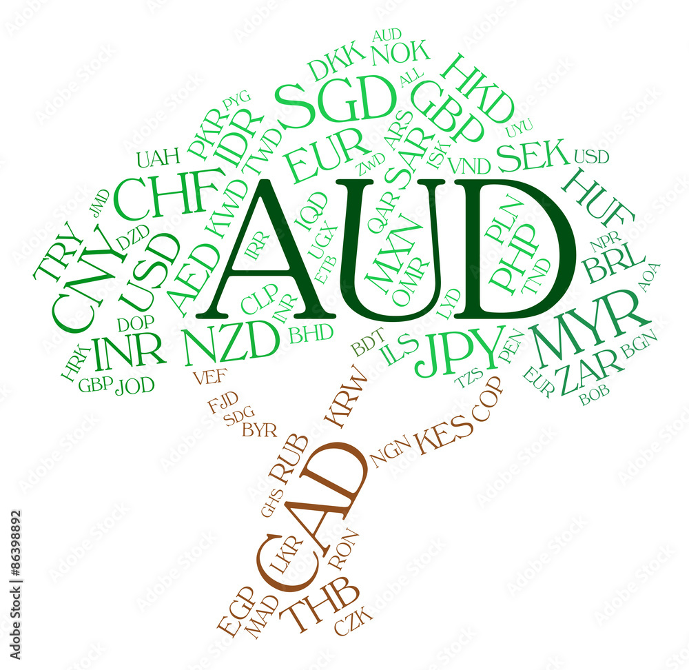 Aud Currency Means Foreign Exchange And Banknotes