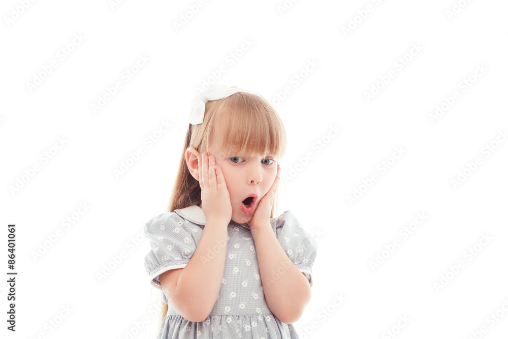 Pretty little girl showing wonder Pretty little girl showing wonder