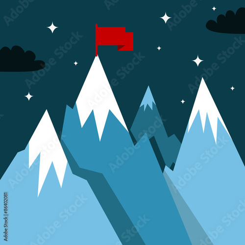 Mountain landscape in flat