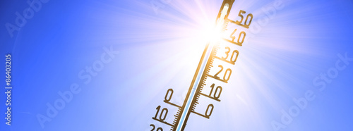 Принти на полотні Sommerhitze 35 Grad auf dem Thermometer