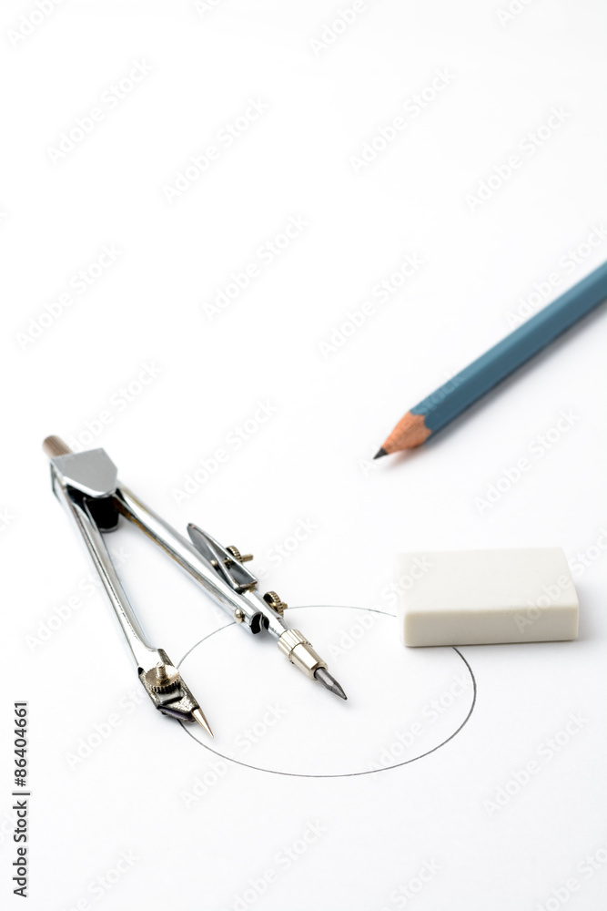 Accessories for drawing on a white sheet of paper Accessories for drawing on a white sheet of paper