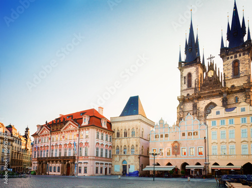 Old town square with city hall of Prague