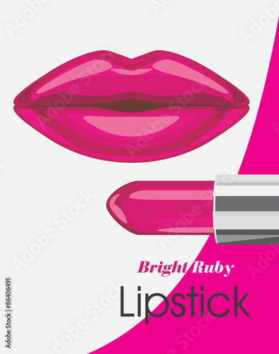 Bright ruby lipstick. Label for design