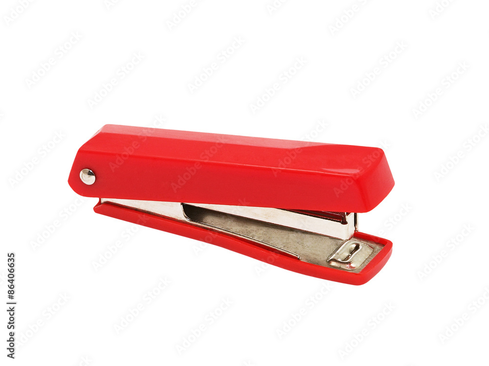 Red stapler.Isolated. Red stapler.Isolated.