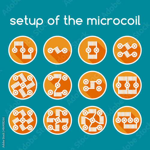 Set of color icons. Setup of the microcoil.