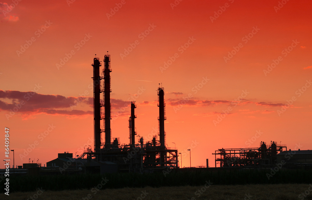 Petrochemical refineries in the sunset
