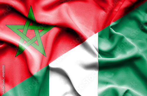 Waving flag of Nigeria and Morocco