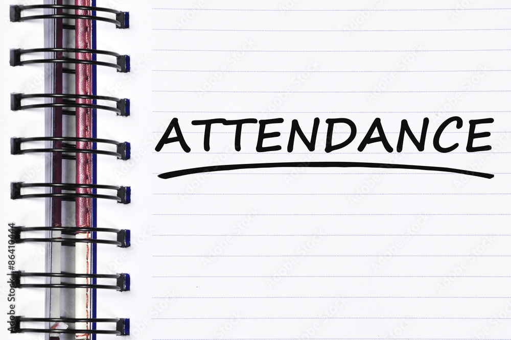 attendance words on spring note book