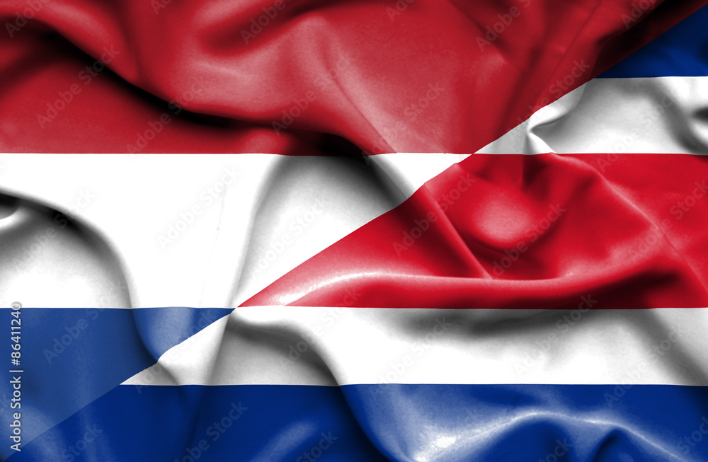 Waving flag of Costa Rica and Netherlands Waving flag of Costa Rica and Netherlands