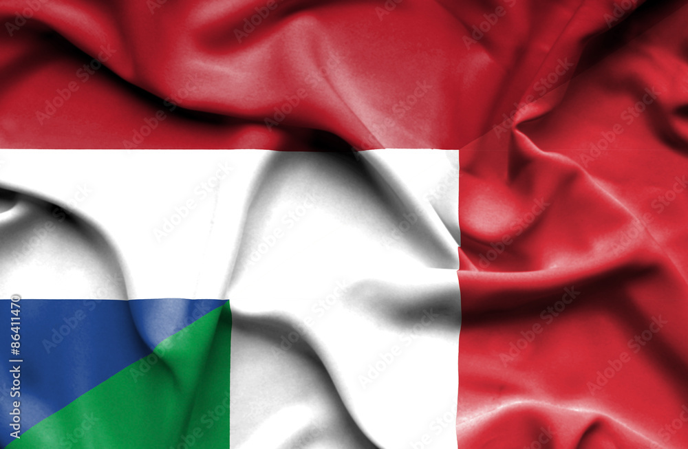 Waving flag of Italy and Netherlands Waving flag of Italy and Netherlands