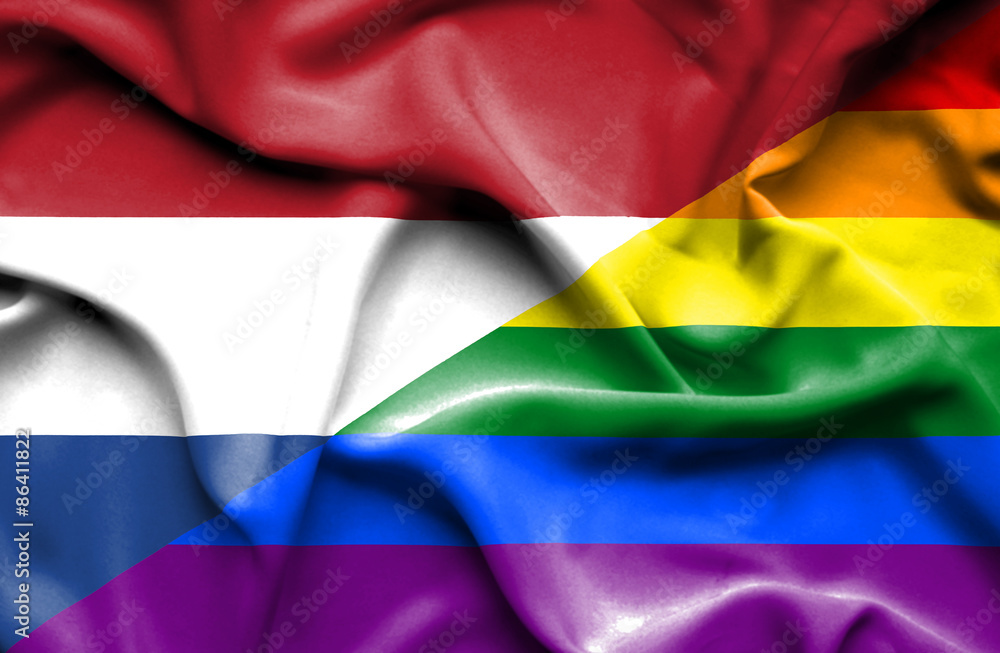 Waving flag of Pride and Netherlands Waving flag of Pride and Netherlands