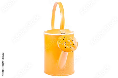 orange garden watering can isolated on white background
