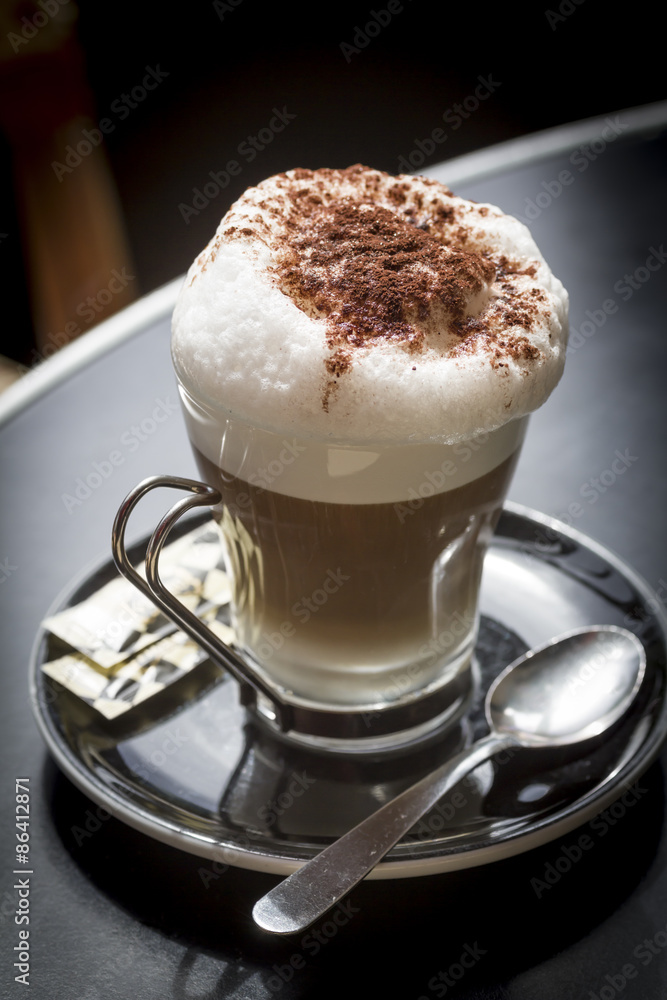 Latte from a small café in Paris Latte from a small café in Paris