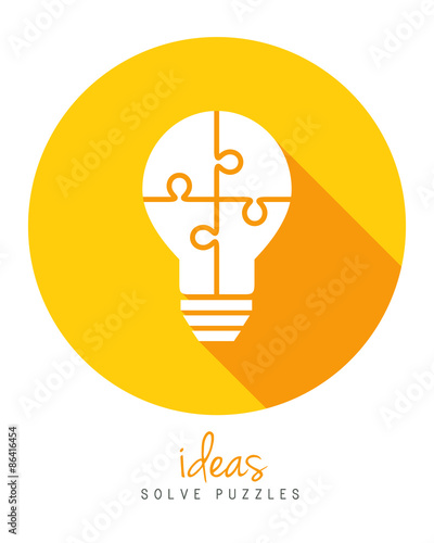 Lightbulb made of puzzle as solution and innovation concept in flat design