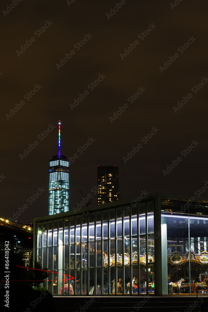 New York City at night.