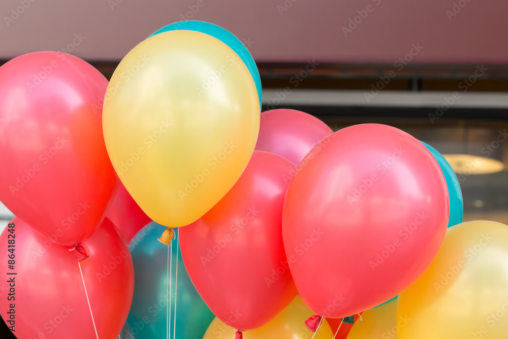 Obraz premium colorful balloons with happy celebration party background