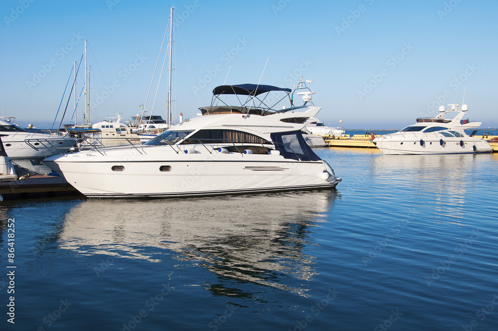 Fototapeta premium White yachts in the port
