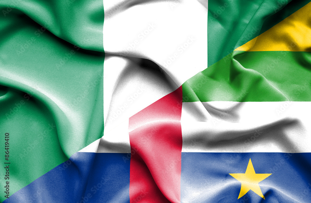 Obraz premium Waving flag of Central African Republic and Nigeria