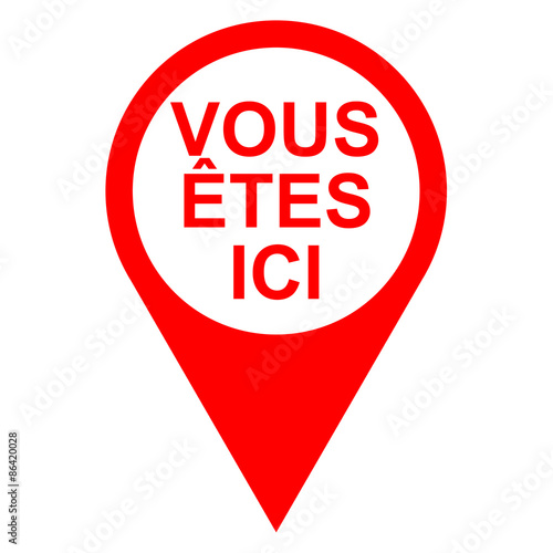 Icono texto VOUS ETES ICI localizacion rojo