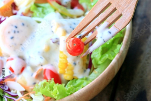 Vegetables salad eggs with mayonnaise