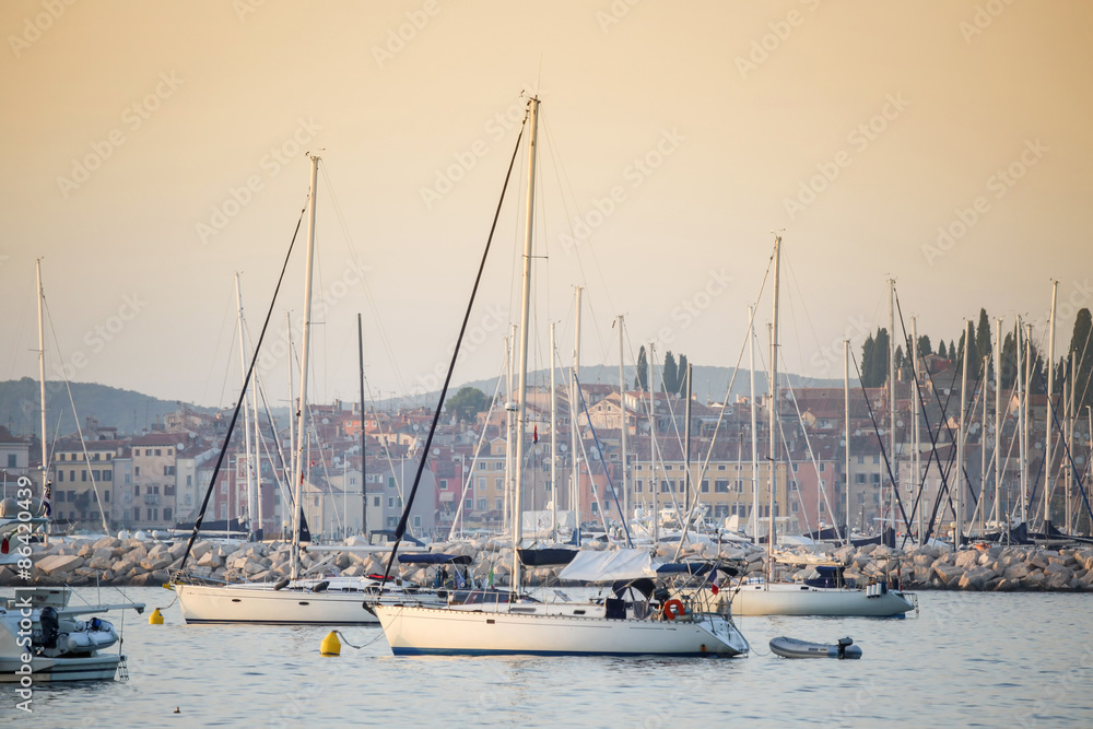 Sailboats in harbour
