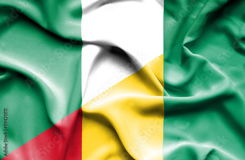 Waving flag of Guinea and Nigeria
