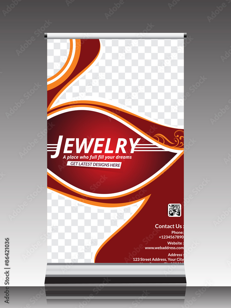 Naklejka premium roll up banner for jewelry shop