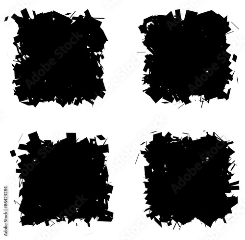 fragmented black silhouette collection square frame over white