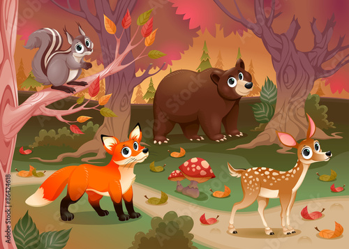 Funny animals in the wood