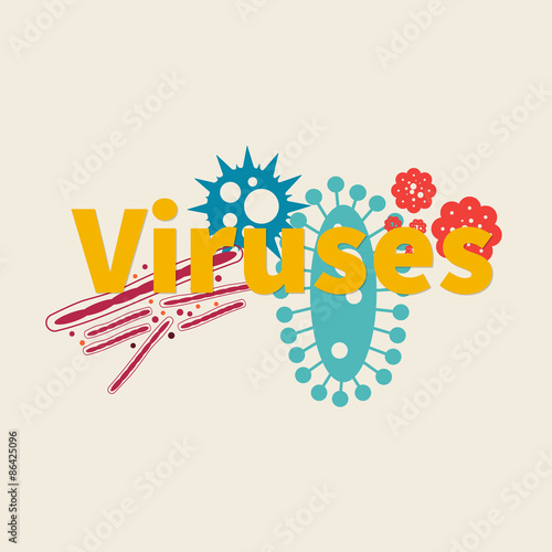 Virus concept with virus icons and text. photo