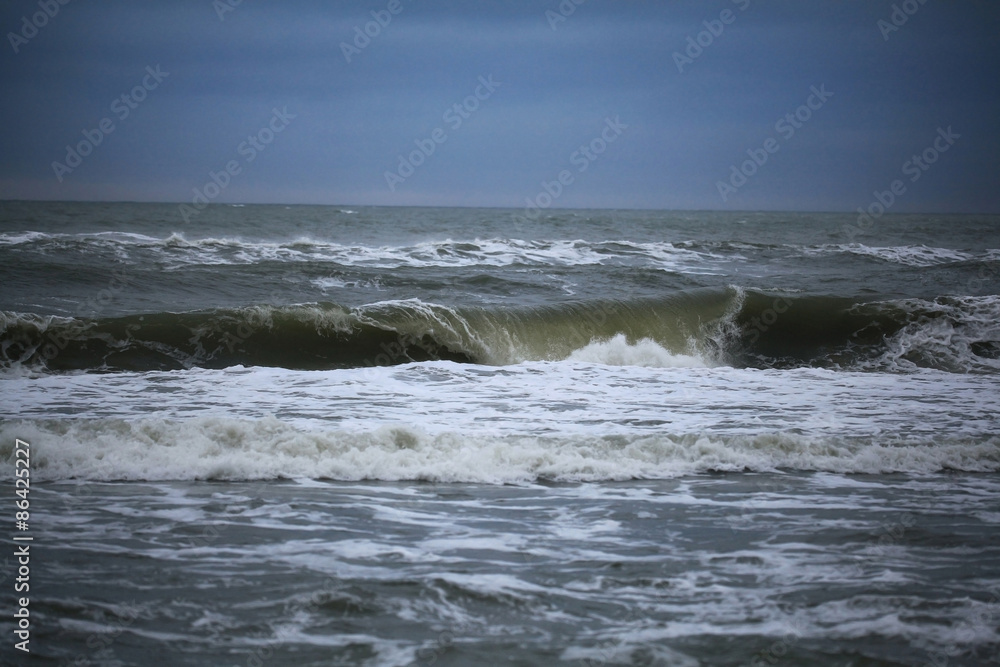 storm on the ocean coast