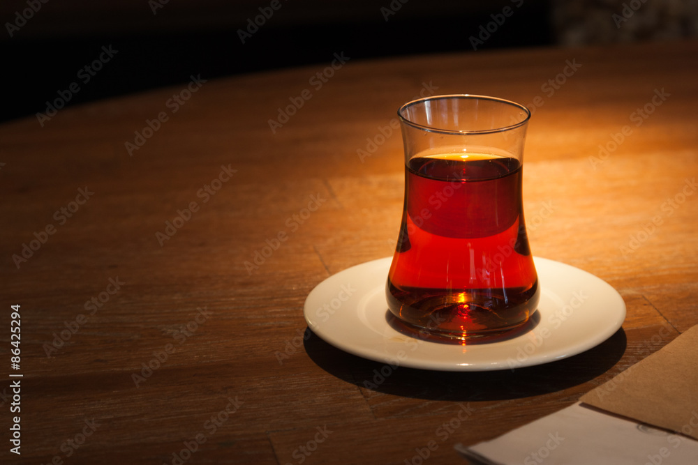Turkish tea in traditional tulip or thin-waisted glass