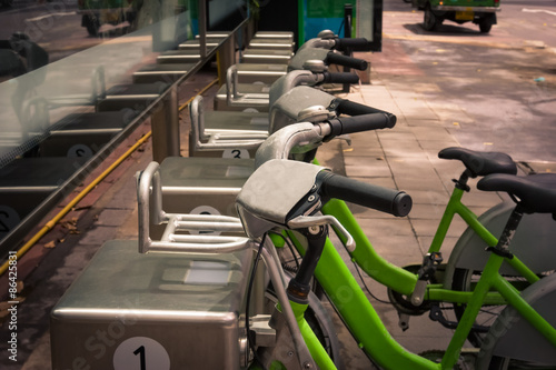 bike parking in Thailand,vintage or retro effect filter